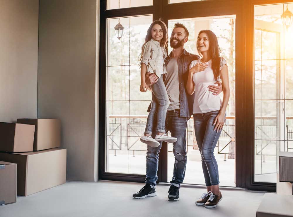 family in a new home