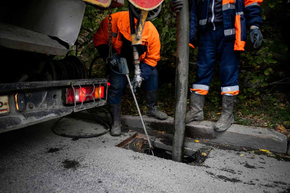 technician using hydro jetting equipment